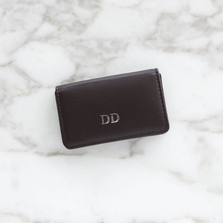 Monogrammed Leather Business Card Holder