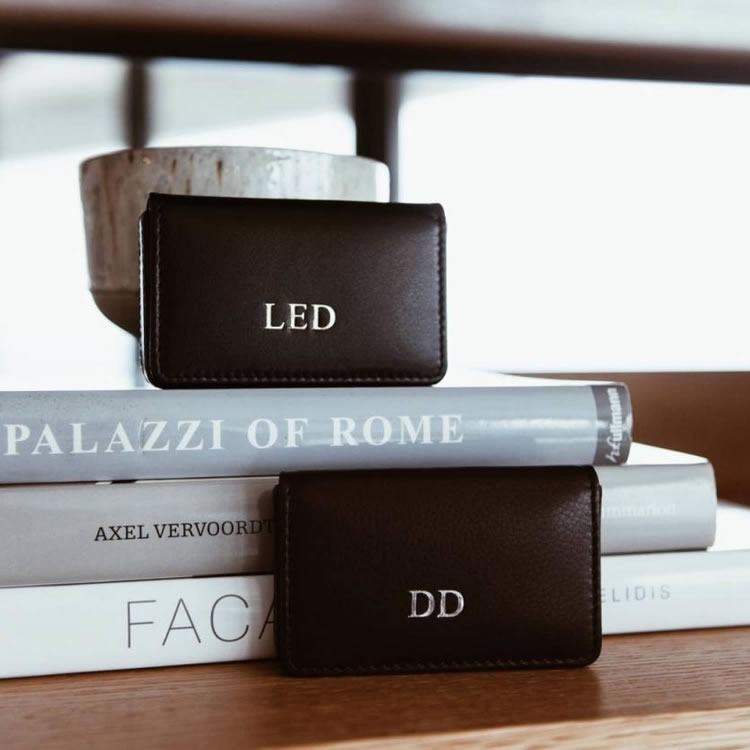 Monogrammed Leather Business Card Holder