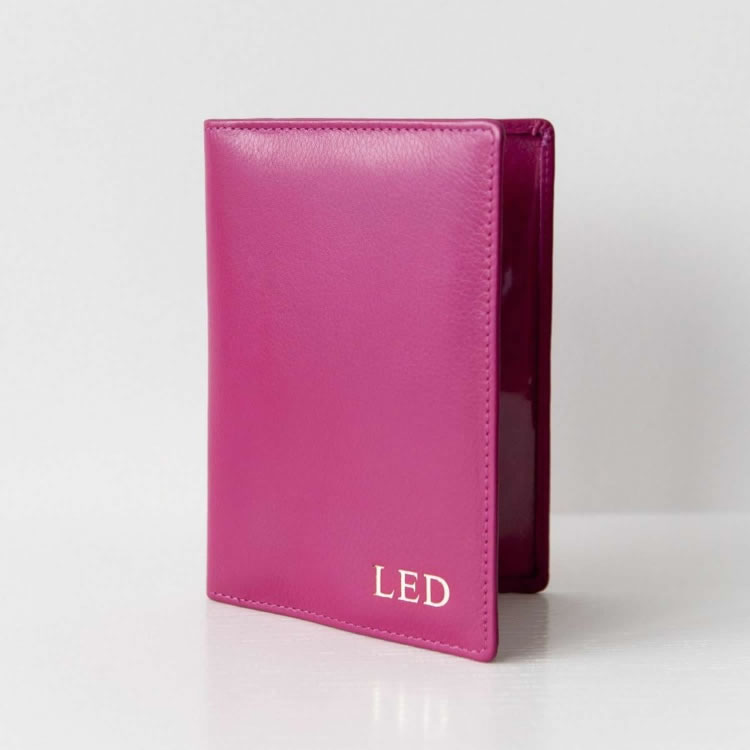 Monogrammed Leather Passport Cover