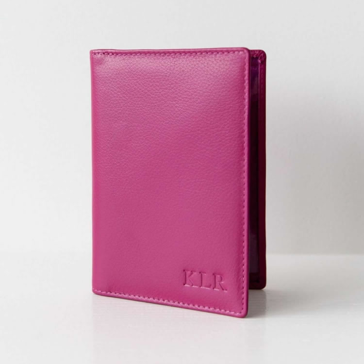 Monogrammed Leather Passport Cover