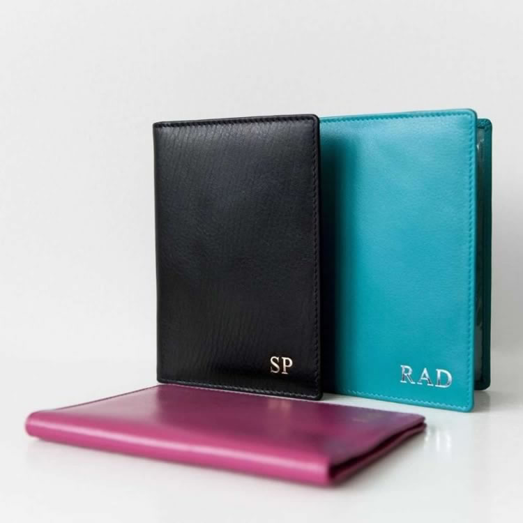 Monogrammed Leather Passport Cover