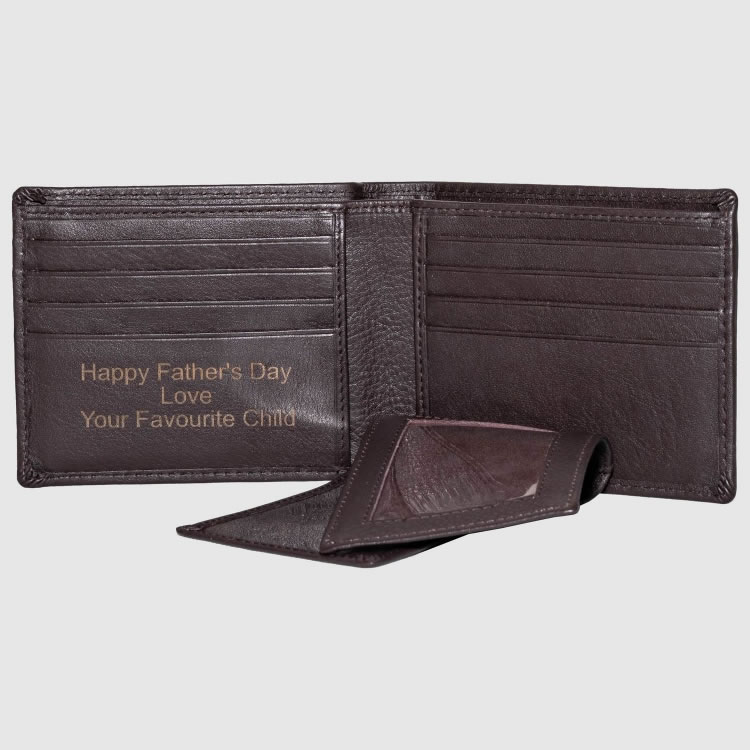 Monogram Leather Clip Wallet with Laser Engrave